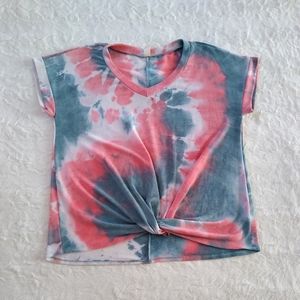 Flamingo Tie Dye Knotted Front Top